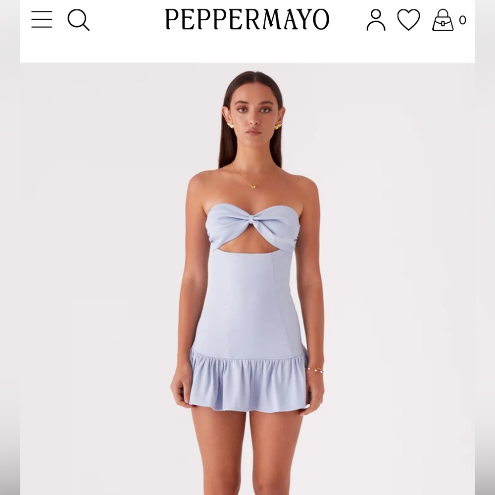Peppermayo Gigi frill mini dress blue US sz 4 Nwt